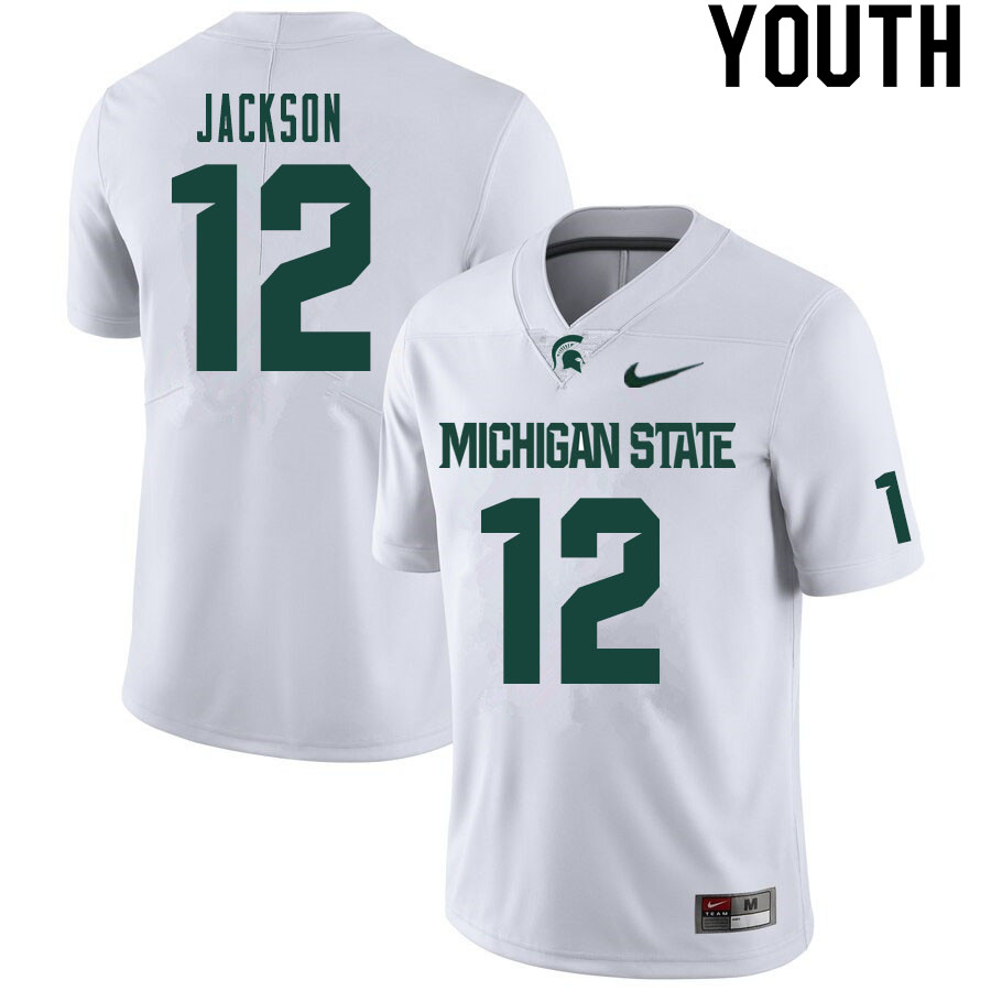 Youth #12 Chris Jackson Michigan State Spartans College Football Jerseys Sale-White